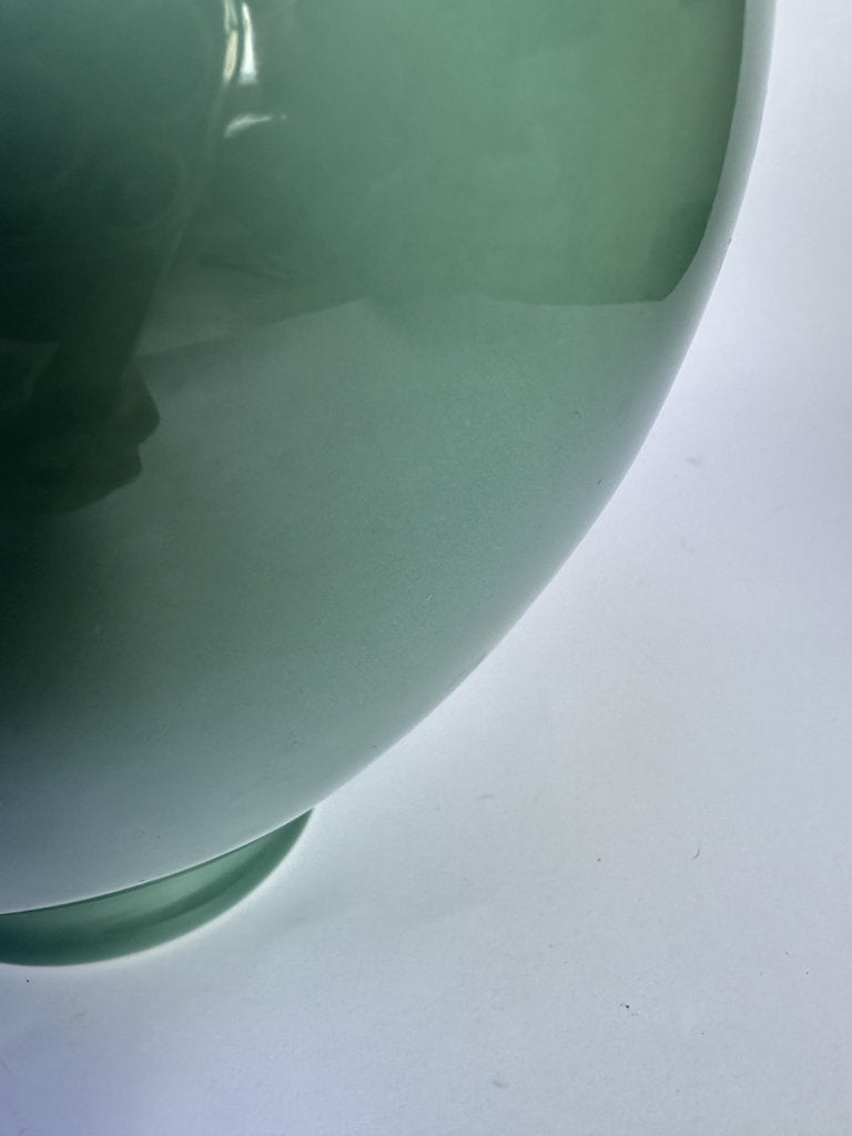 Vintage Japanese Celadon Vase, Seiji Glaze, Jade Green Ceramic Jar, Boxed