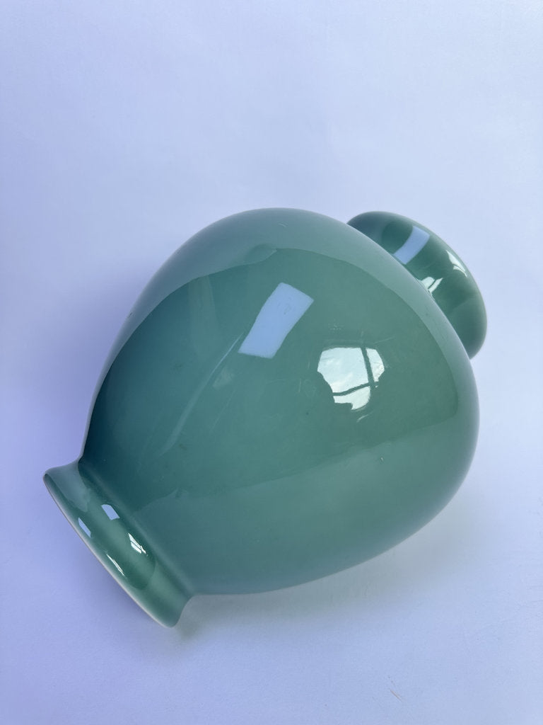 Vintage Japanese Celadon Vase, Seiji Glaze, Jade Green Ceramic Jar, Boxed