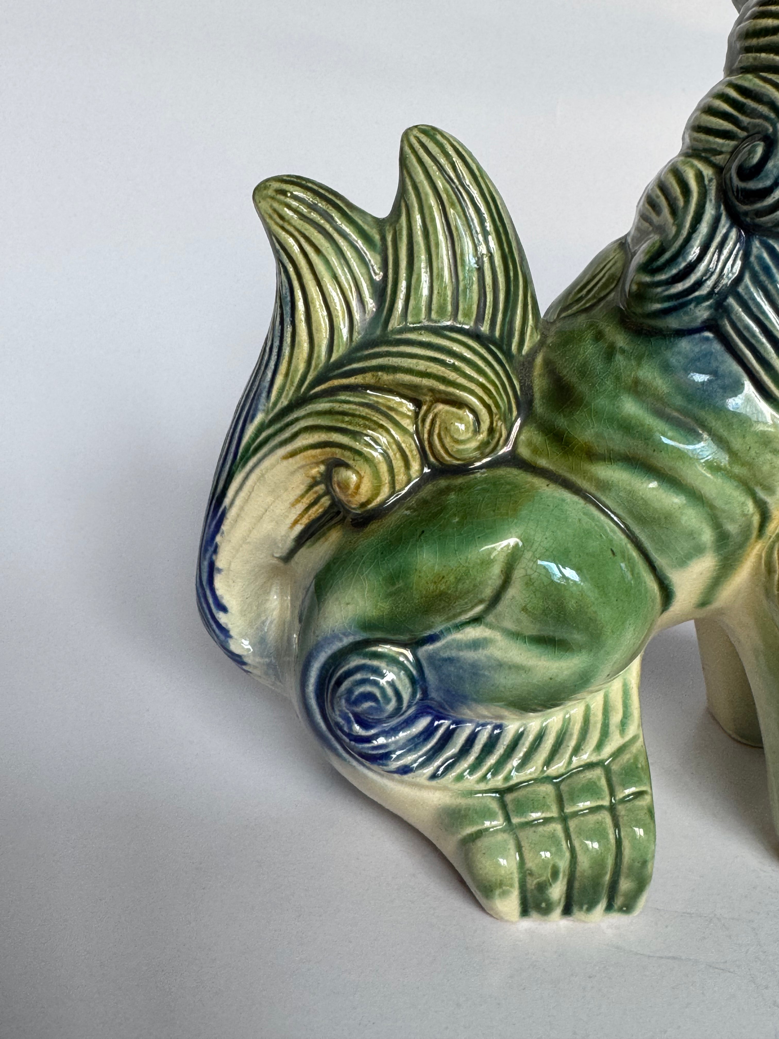 Japanese Tsuboya Shisa Lion Pair – Handcrafted Okinawan Guardian Ceramics – Feng Shui Decor