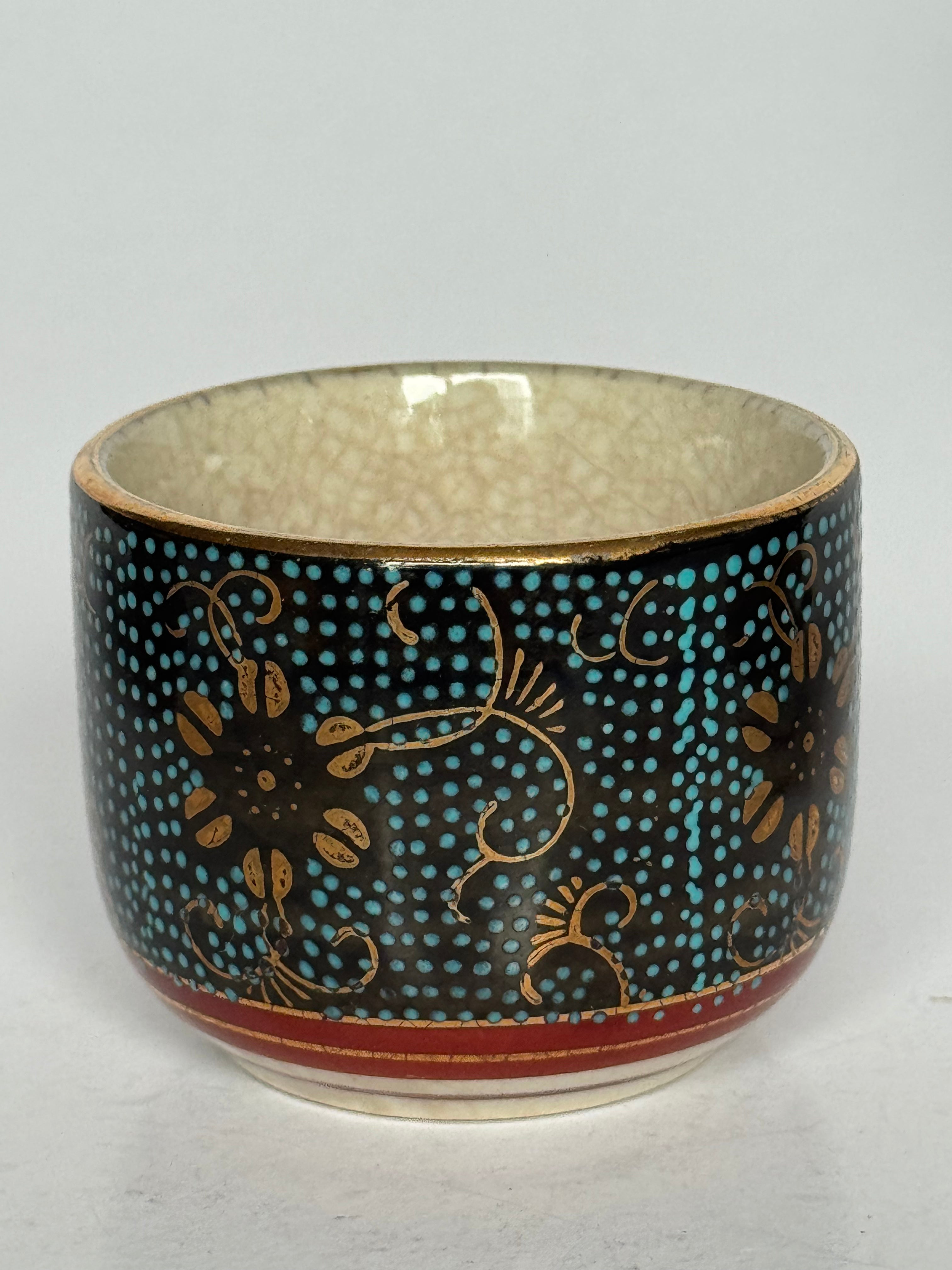 Vintage Japanese Kutani – Brocade Glaze with Copper Accents – Curated 3-Piece Set