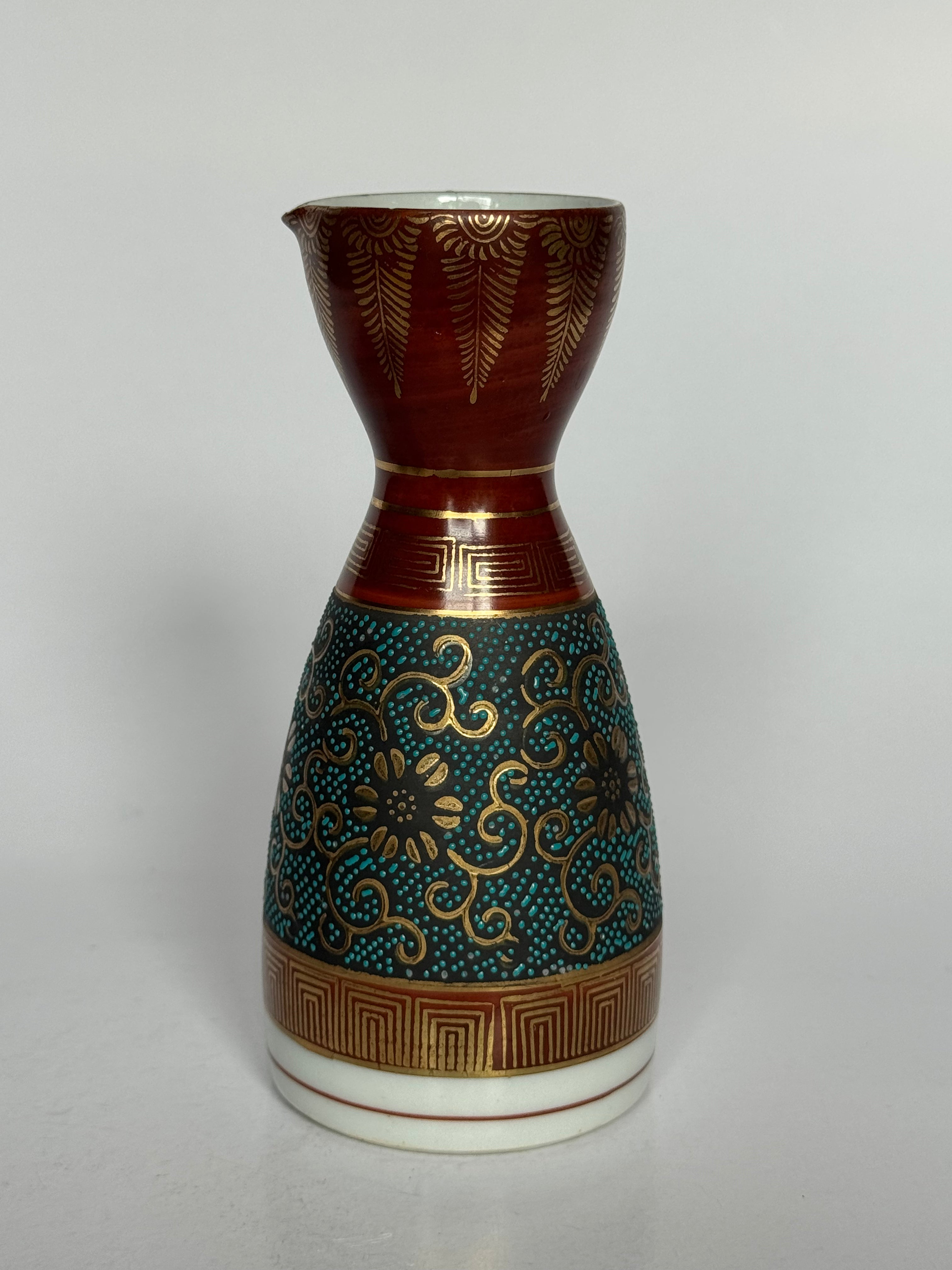 Vintage Japanese Kutani – Brocade Glaze with Copper Accents – Curated 3-Piece Set