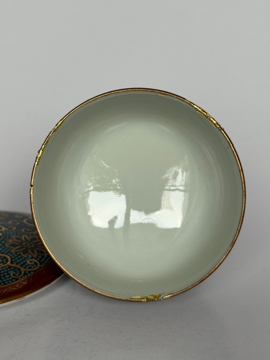 Vintage Japanese Kutani Ware Tea Set – Kyusu Teapot & Lidded Cups – Brocade Pattern with Kintsugi