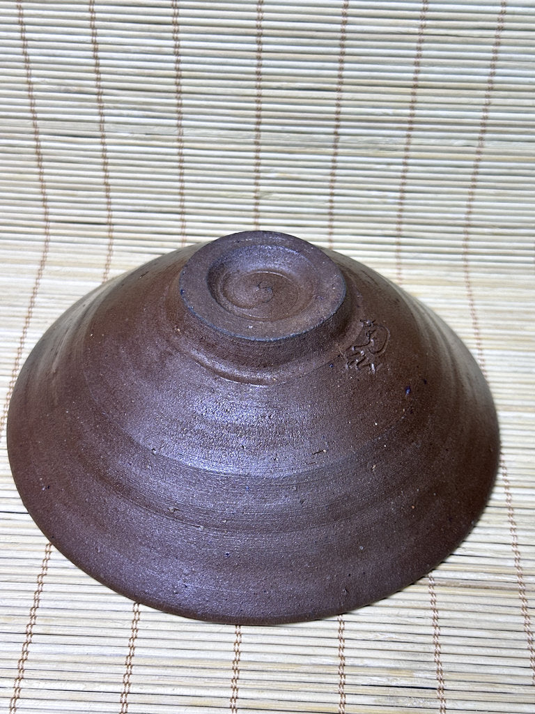 Vintage Japanese Bizen Chawan, Wood Fired Tea Bowl, Natural Goma Ash Glaze, Unglazed Stoneware, Artist Signed