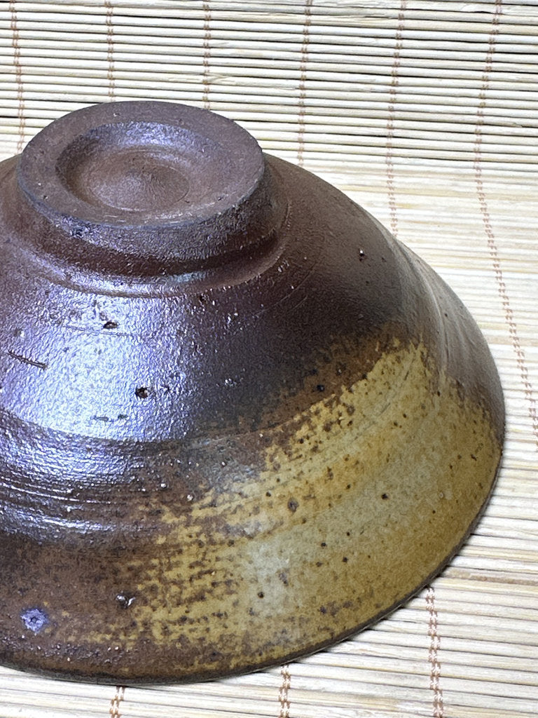 Vintage Japanese Bizen Chawan, Wood Fired Tea Bowl, Natural Goma Ash Glaze, Unglazed Stoneware, Artist Signed
