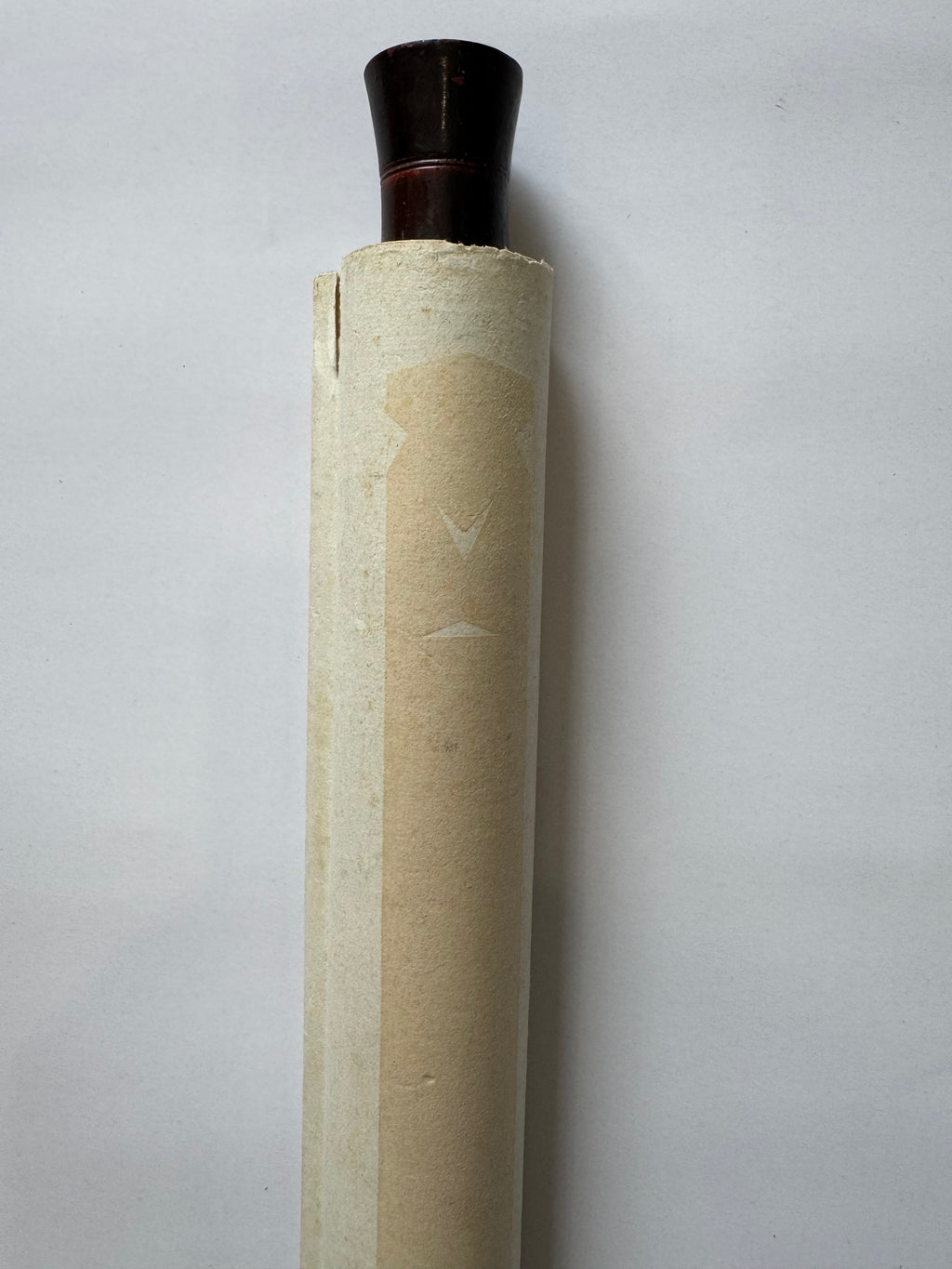 Vintage Japanese Ink Landscape Hanging Scroll – Mountain Scene with Poetic Inscription