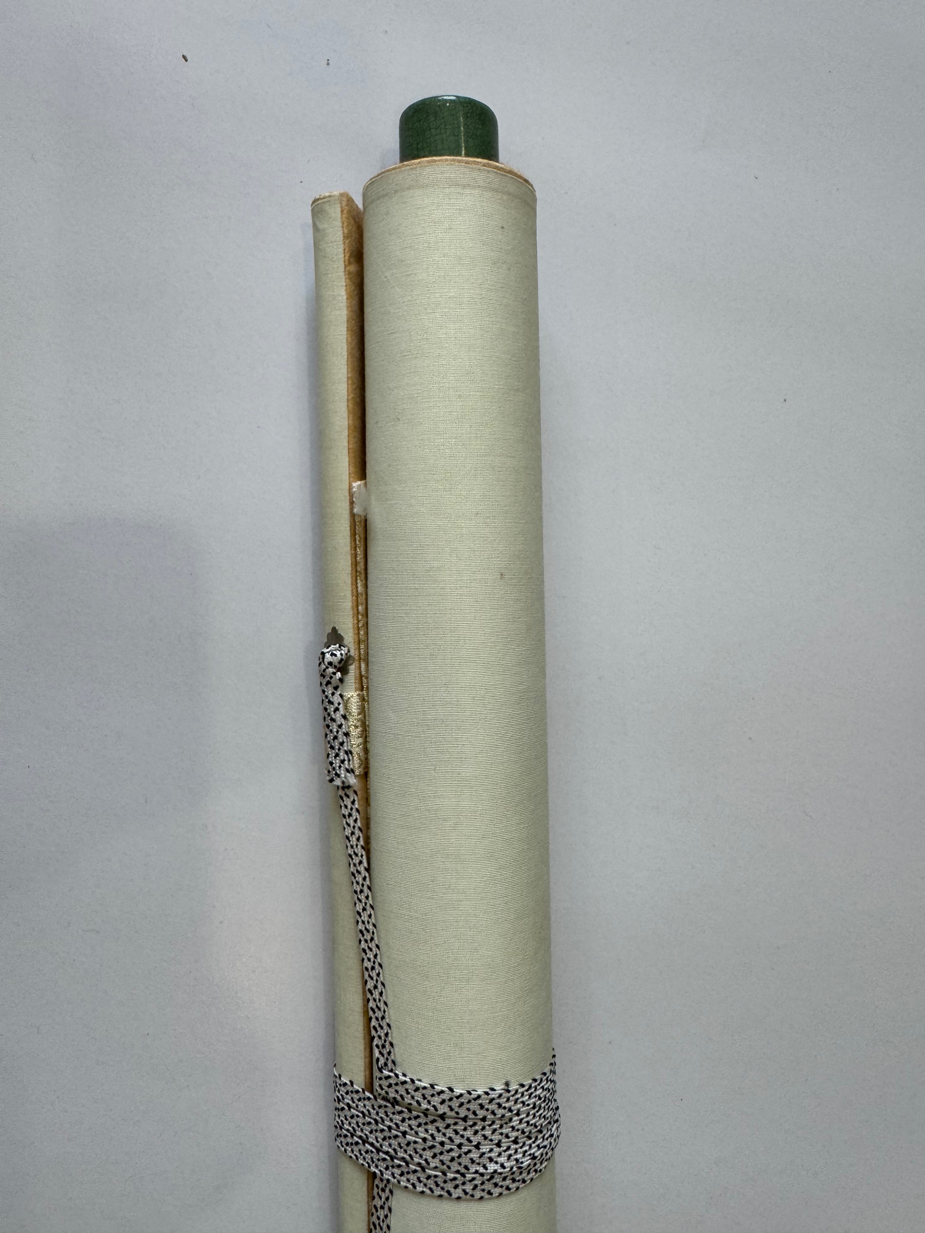 Vintage Japanese Hanging Scroll – Bird on Branch with Calligraphy