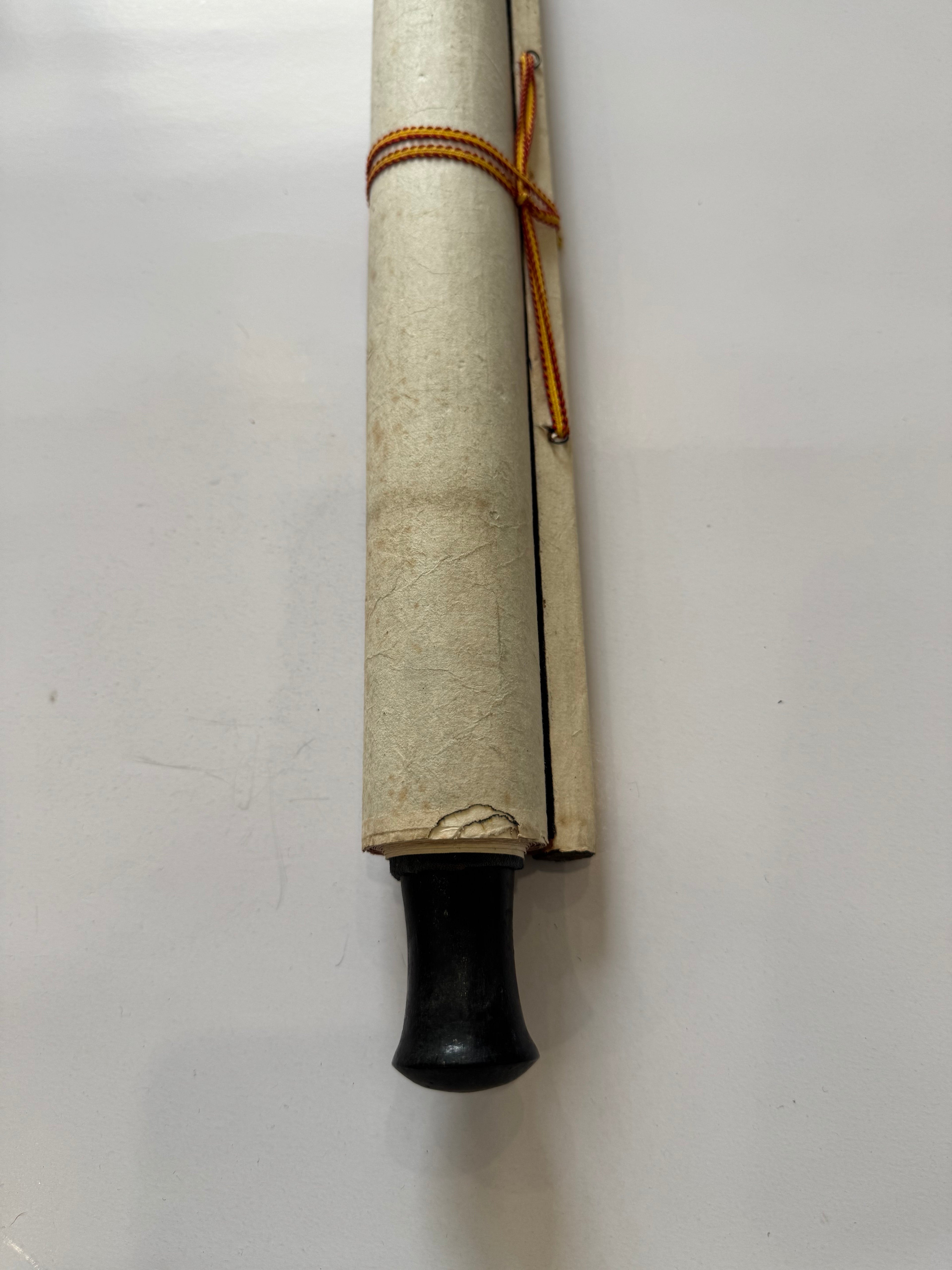 Vintage Japanese Hanging Scroll – Ink Bird on Bamboo Branch with Calligraphy