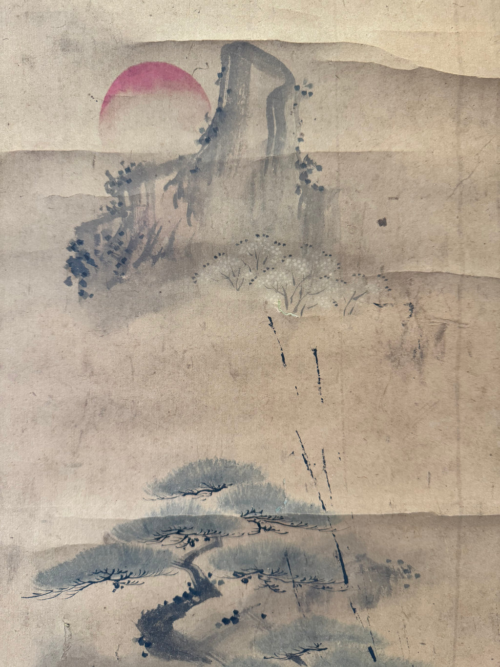 Japanese Hanging Scroll Painting – Sunrise and Pine, Ikyo, Nagaoka Domain Official Painter