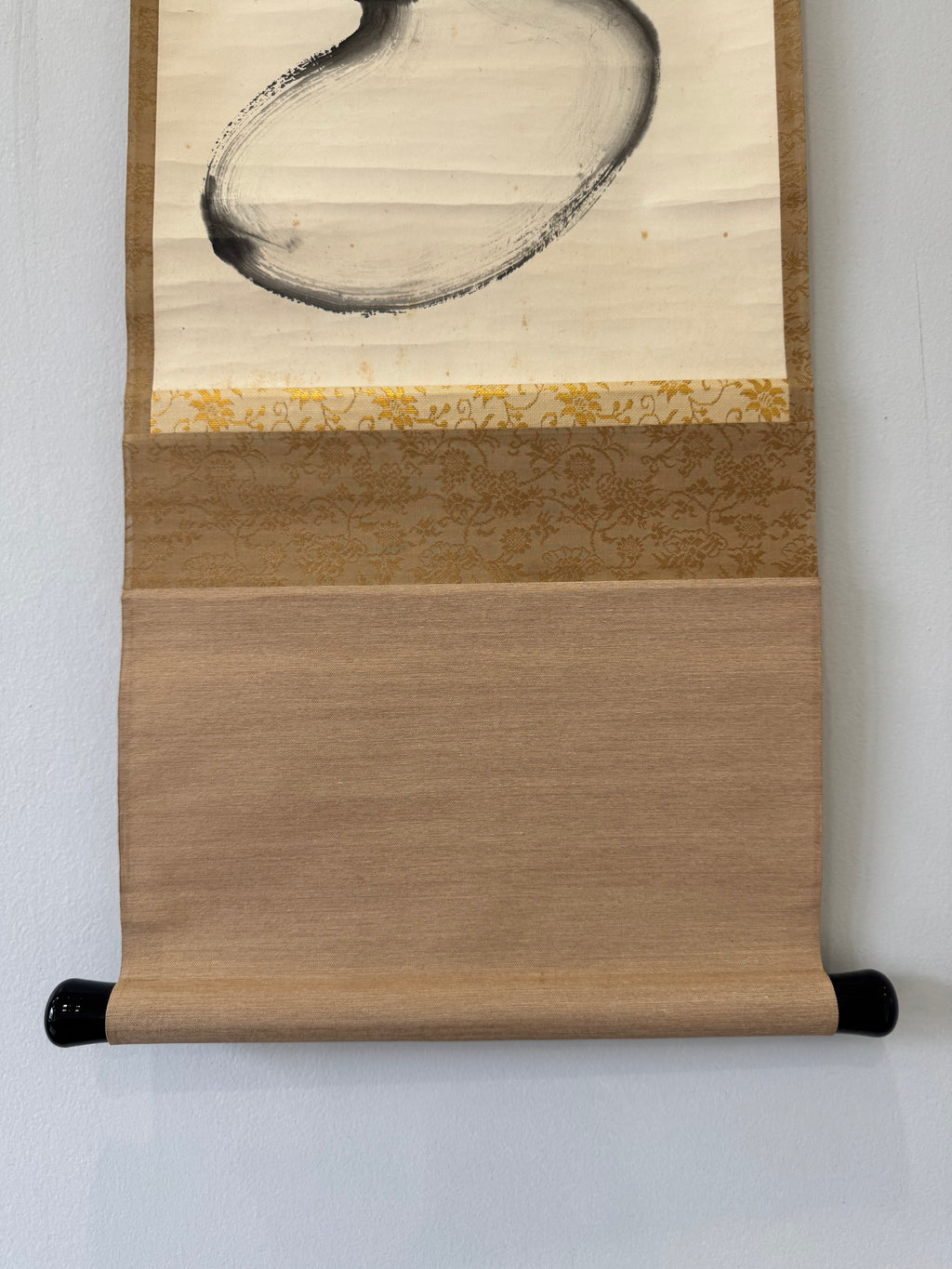 Vintage Japanese Calligraphy Scroll with Gourd (Hyotan) Ink Painting – Handwritten Sumi on Washi