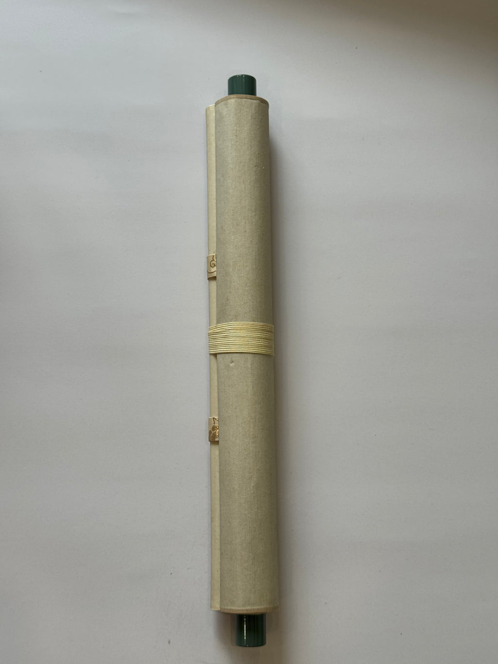 Vintage Japanese Kana Calligraphy & Iris Painting Scroll – Handwritten Ink on Washi Paper