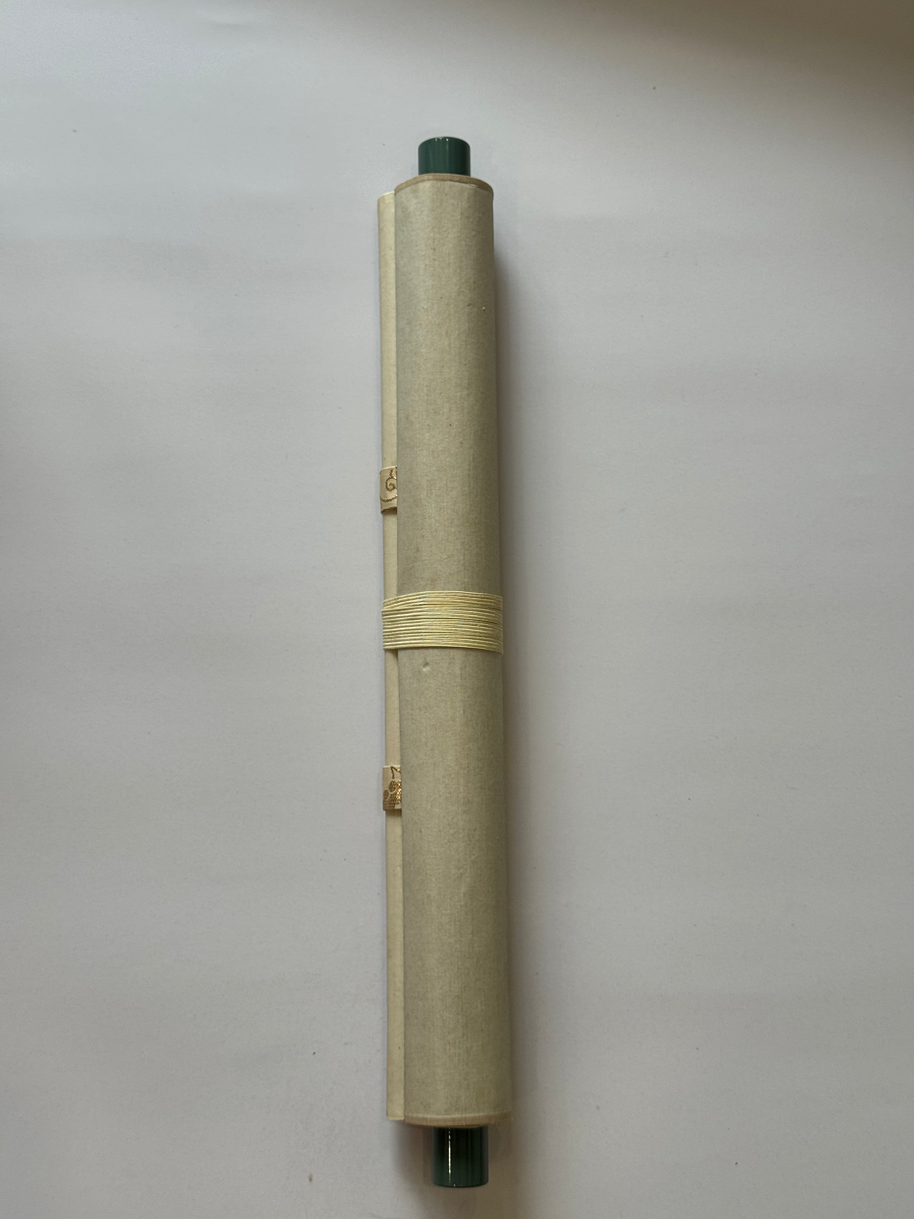 Vintage Japanese Kana Calligraphy & Iris Painting Scroll – Handwritten Ink on Washi Paper