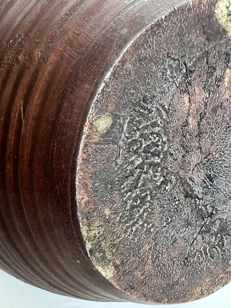 Vintage Bizen Ware Vase, Japanese Seven Lucky Gods Relief, Wood-Fired Ceramic