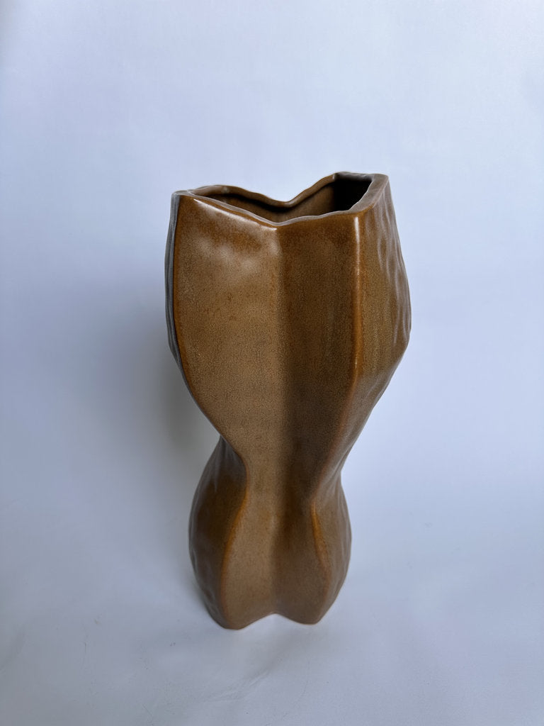Wabi Sabi Ceramic Vase, Japanese Organic Sculptural Pottery, Matte Clay Glaze