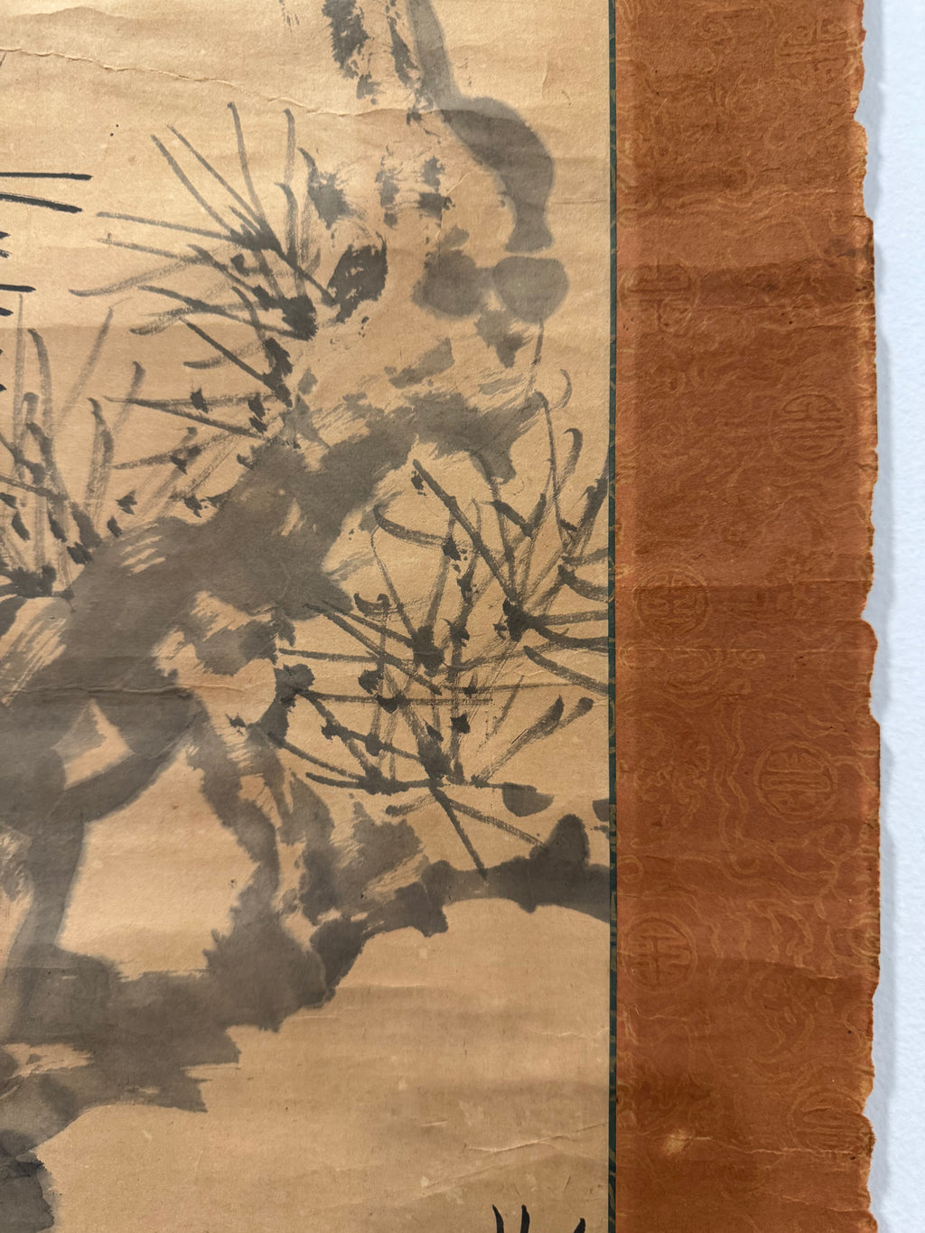 Antique Japanese Pine Tree Hanging Scroll – Edo Meiji Nanga Literati Ink Painting Kakemono