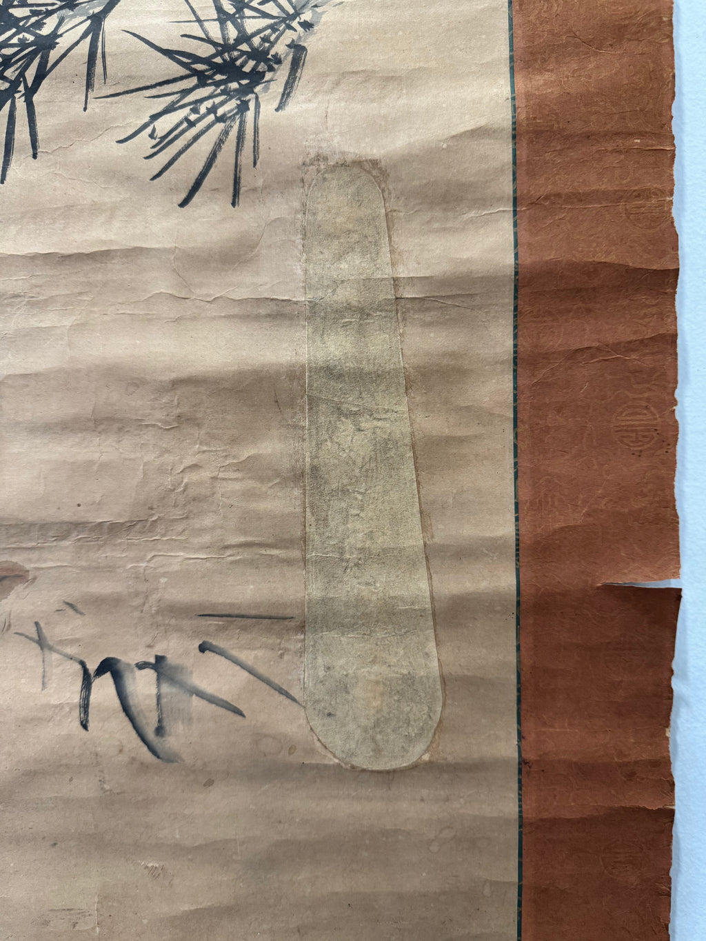 Antique Japanese Pine Tree Hanging Scroll – Edo Meiji Nanga Literati Ink Painting Kakemono