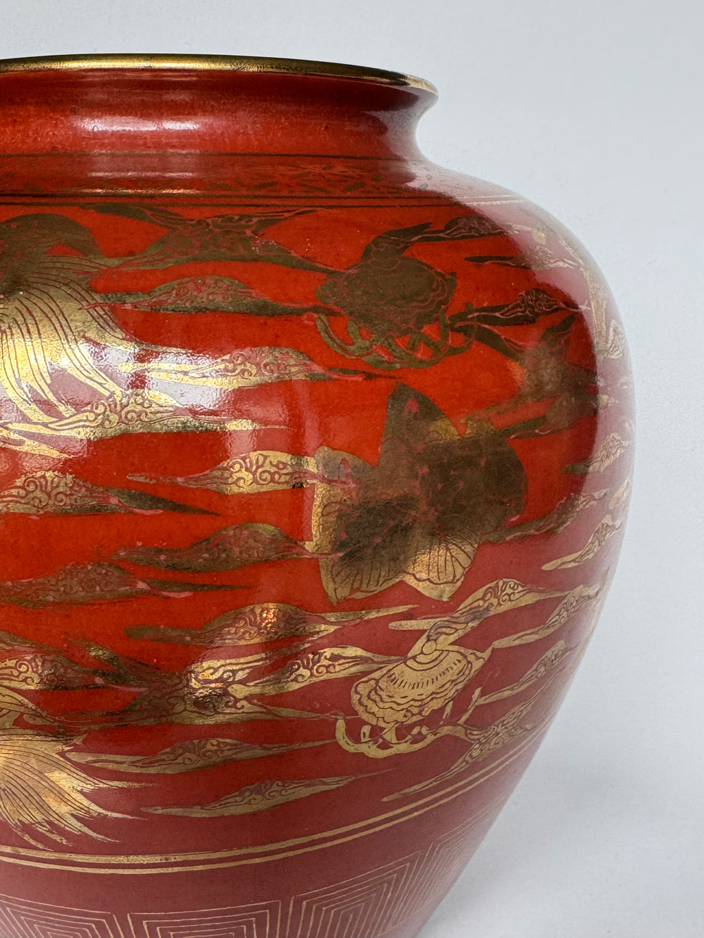 Kutani Red Phoenix Vase - Fine Japanese Porcelain | Chikoyaki
