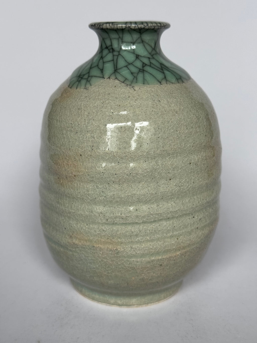Vintage Soma Yaki Horse Vase with Original Tomobako – Crackle Glaze Japanese Pottery