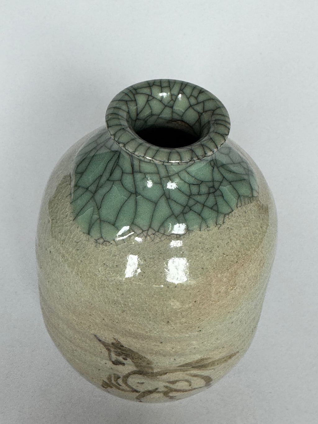 Vintage Soma Yaki Horse Vase with Original Tomobako – Crackle Glaze Japanese Pottery