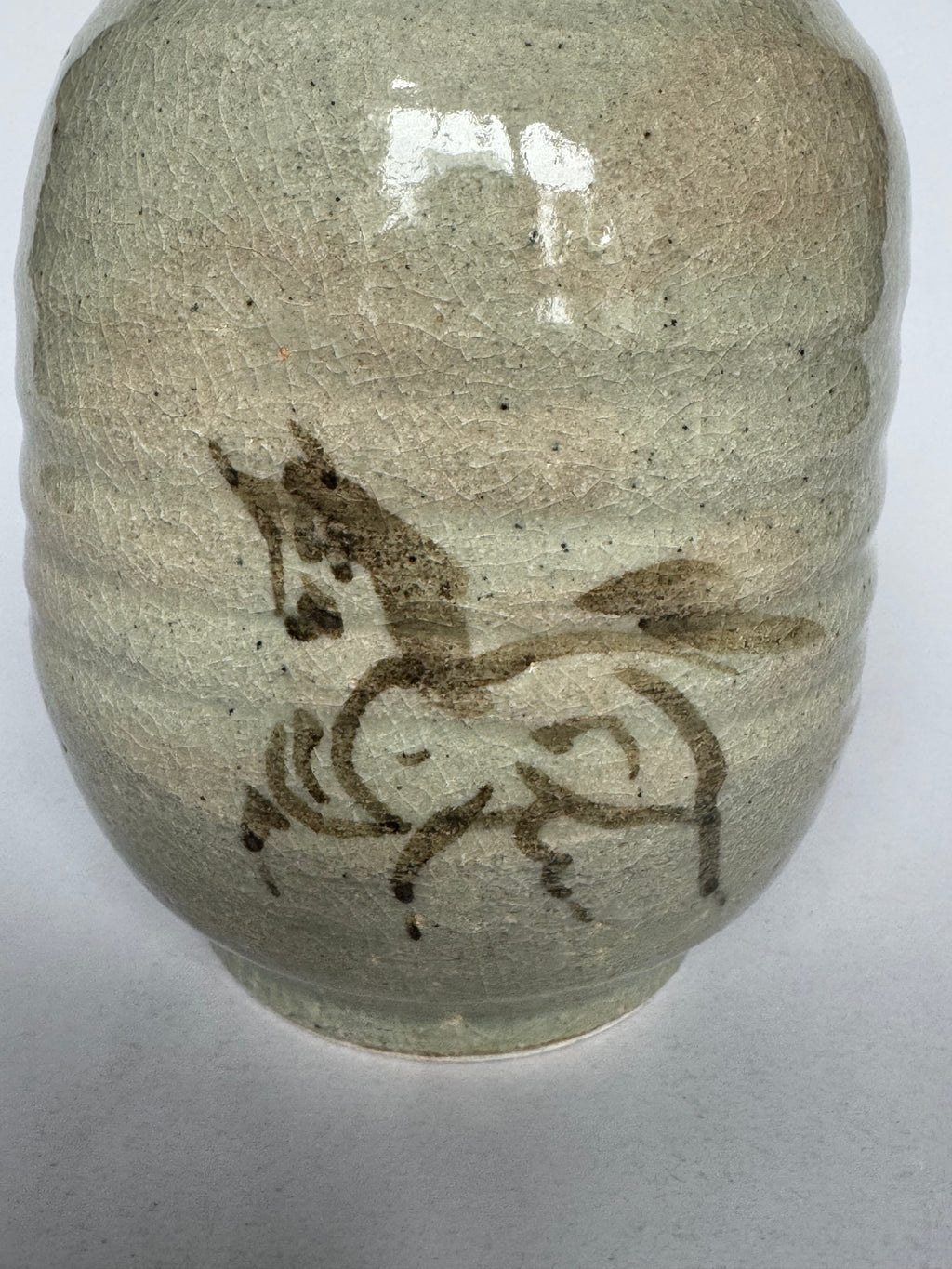 Vintage Soma Yaki Horse Vase with Original Tomobako – Crackle Glaze Japanese Pottery