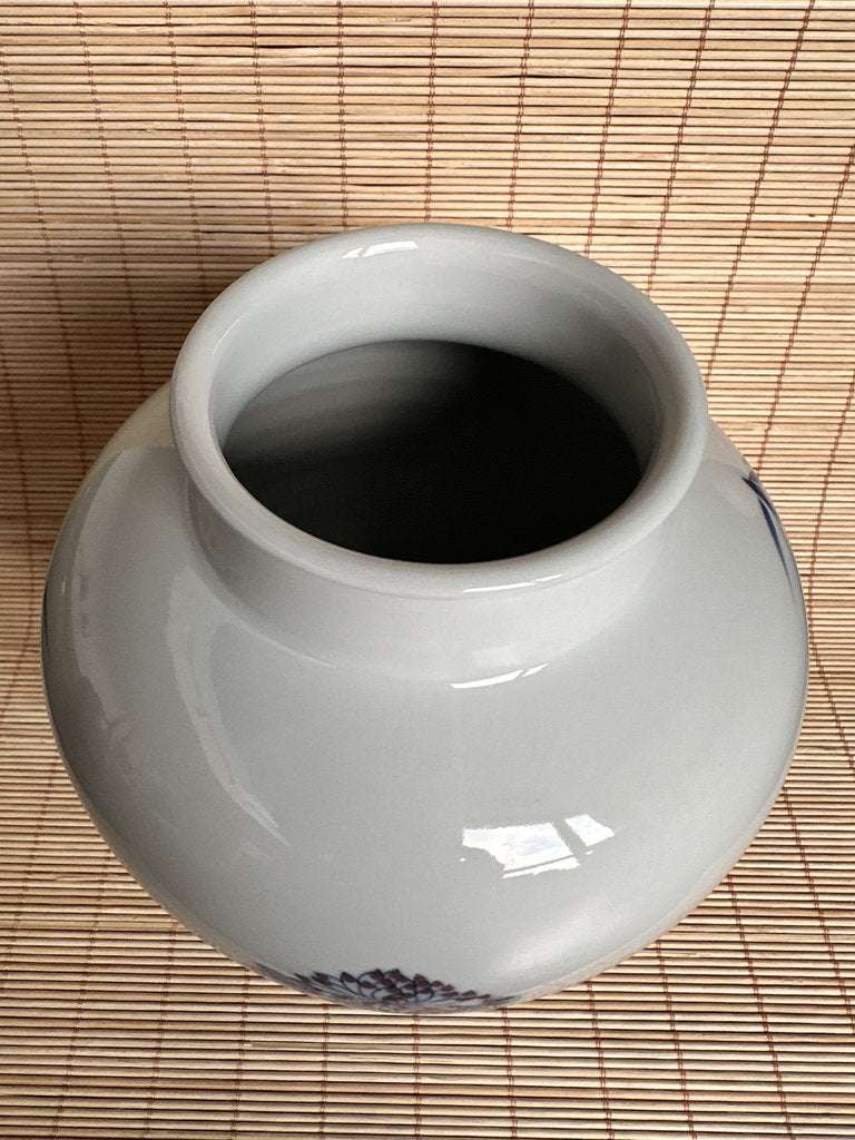 Vintage Japanese Blue and White Porcelain Vase, Four Gentlemen Motif