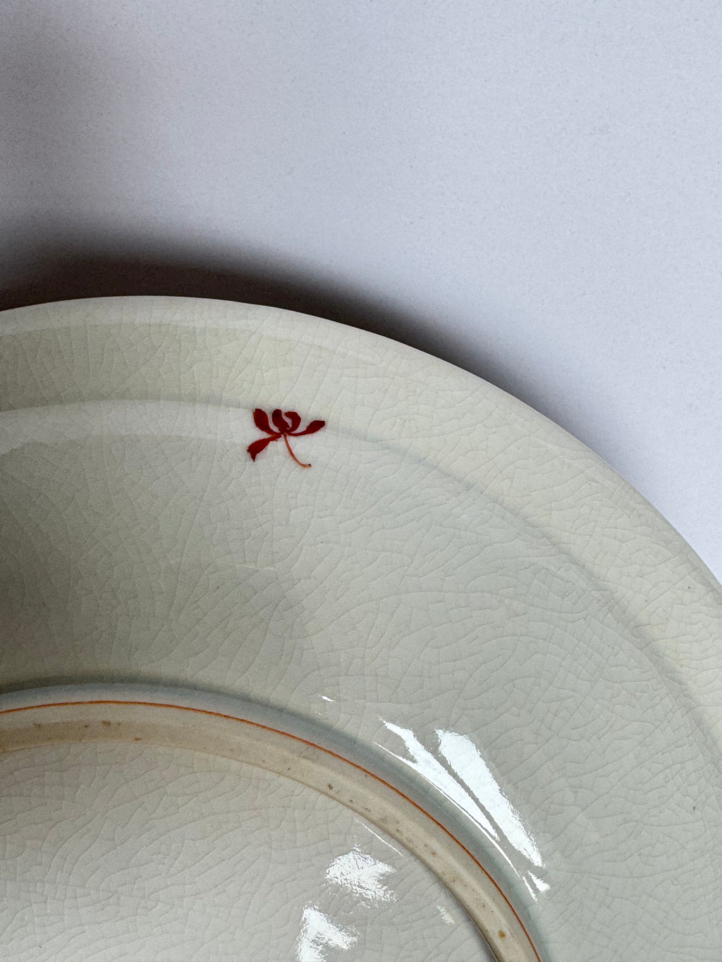 Kutani Decorative Plate – Hand Painted Blue Plum Blossoms on Yellow Glaze