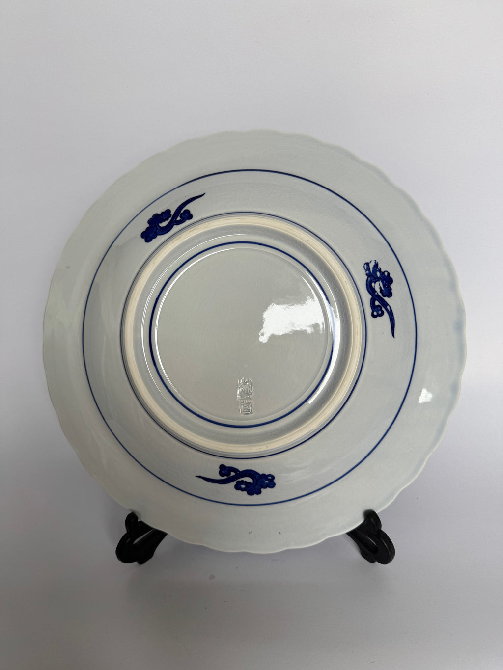 Arita Blue Glaze Scenic Plate – Hand-Painted Japanese Ceramic Art