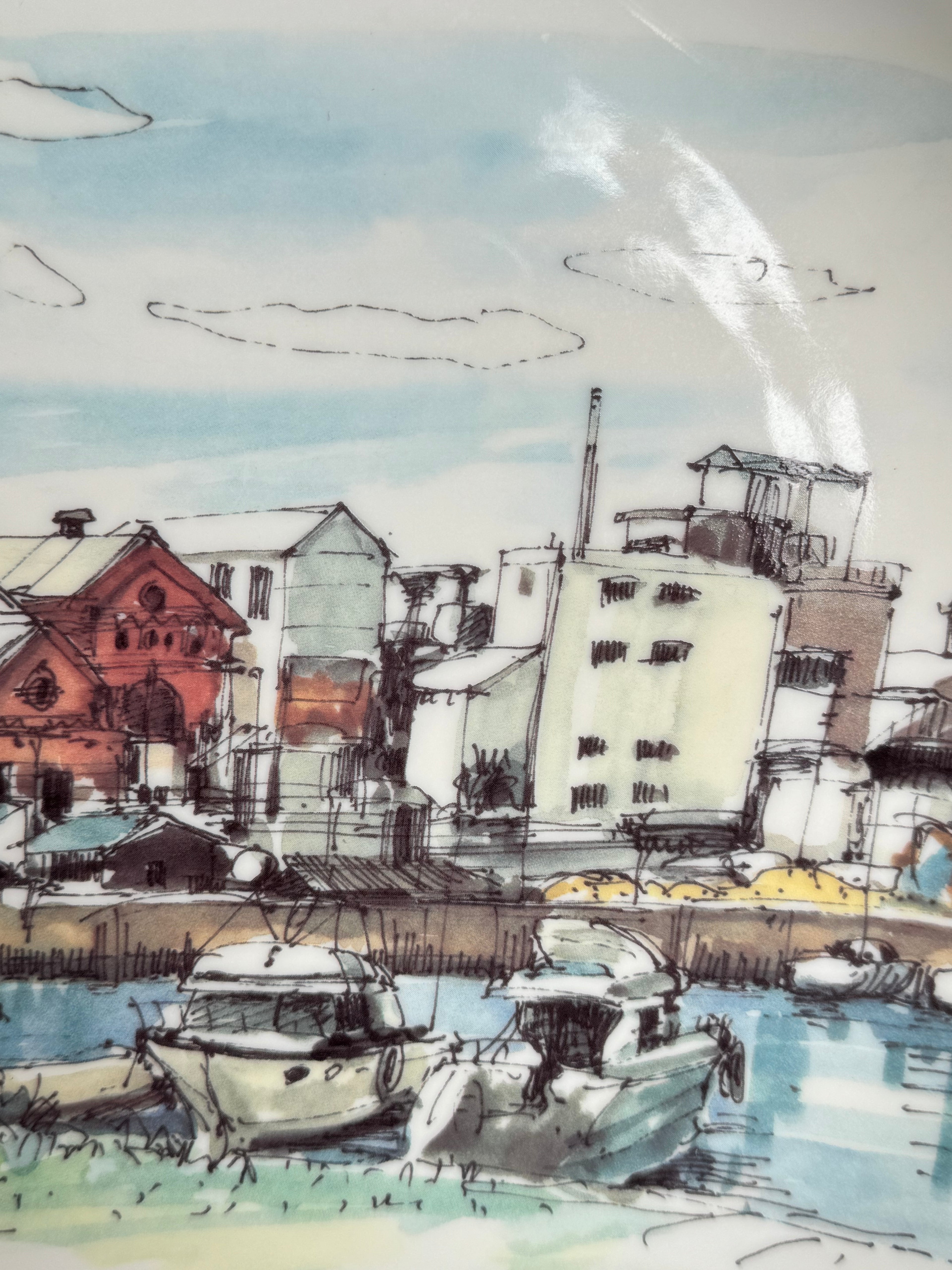 “Sakai Factory Panorama Plate – Hand-Painted Japanese Ceramic Art (1993)”