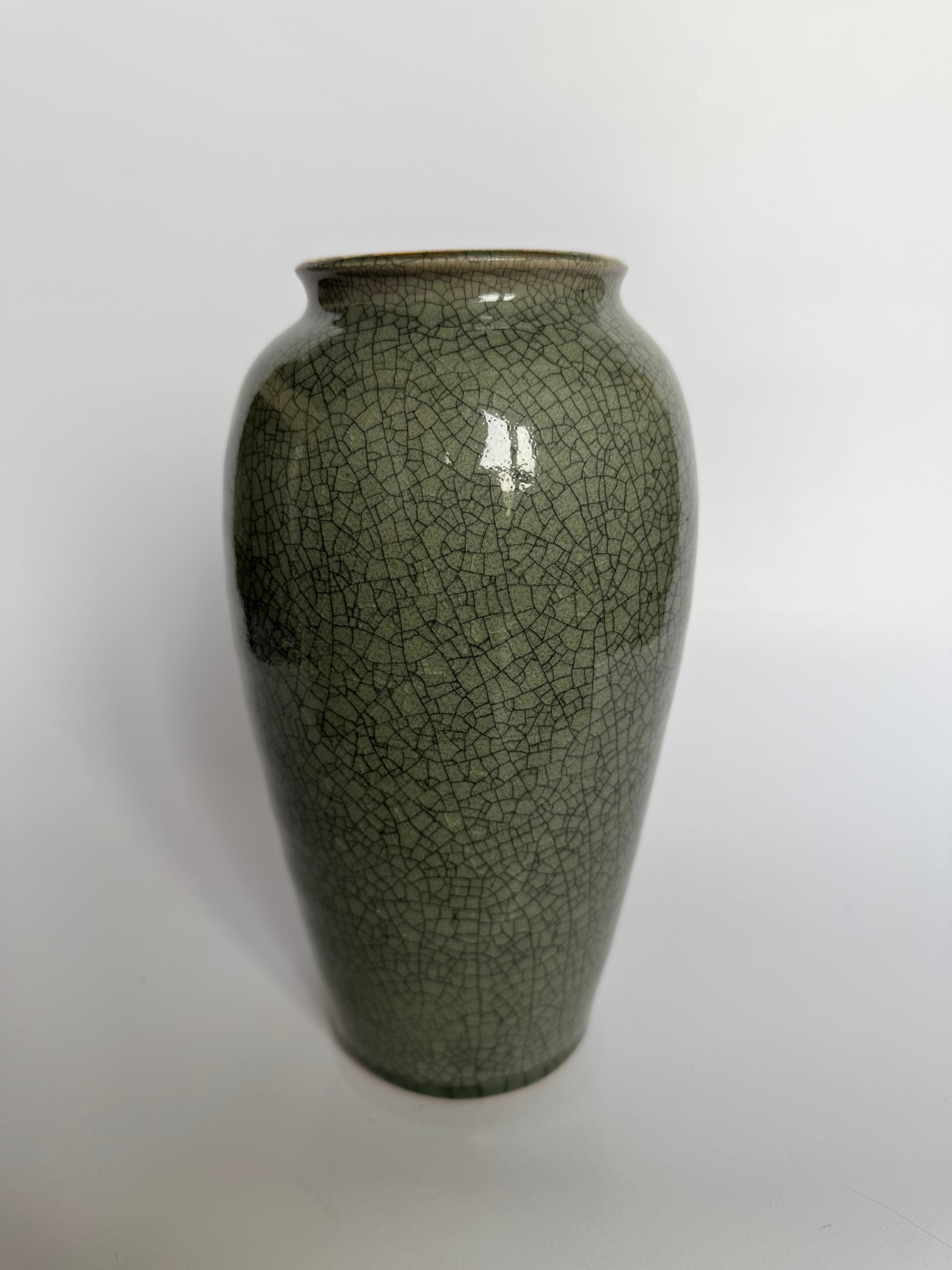Vintage Soma Yaki Crackle Glaze Vase – Hand Thrown Japanese Pottery
