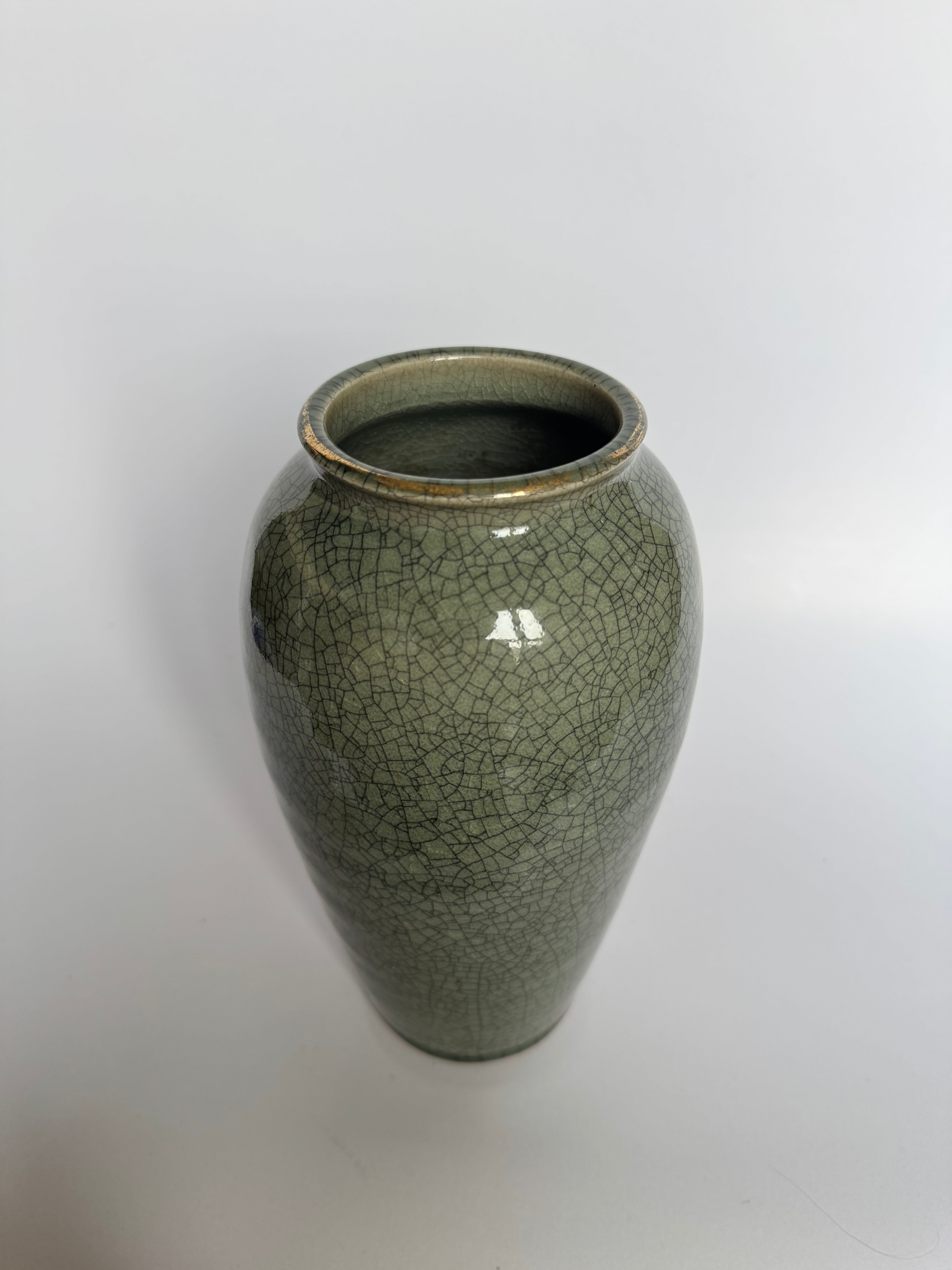 Vintage Soma Yaki Crackle Glaze Vase – Hand Thrown Japanese Pottery