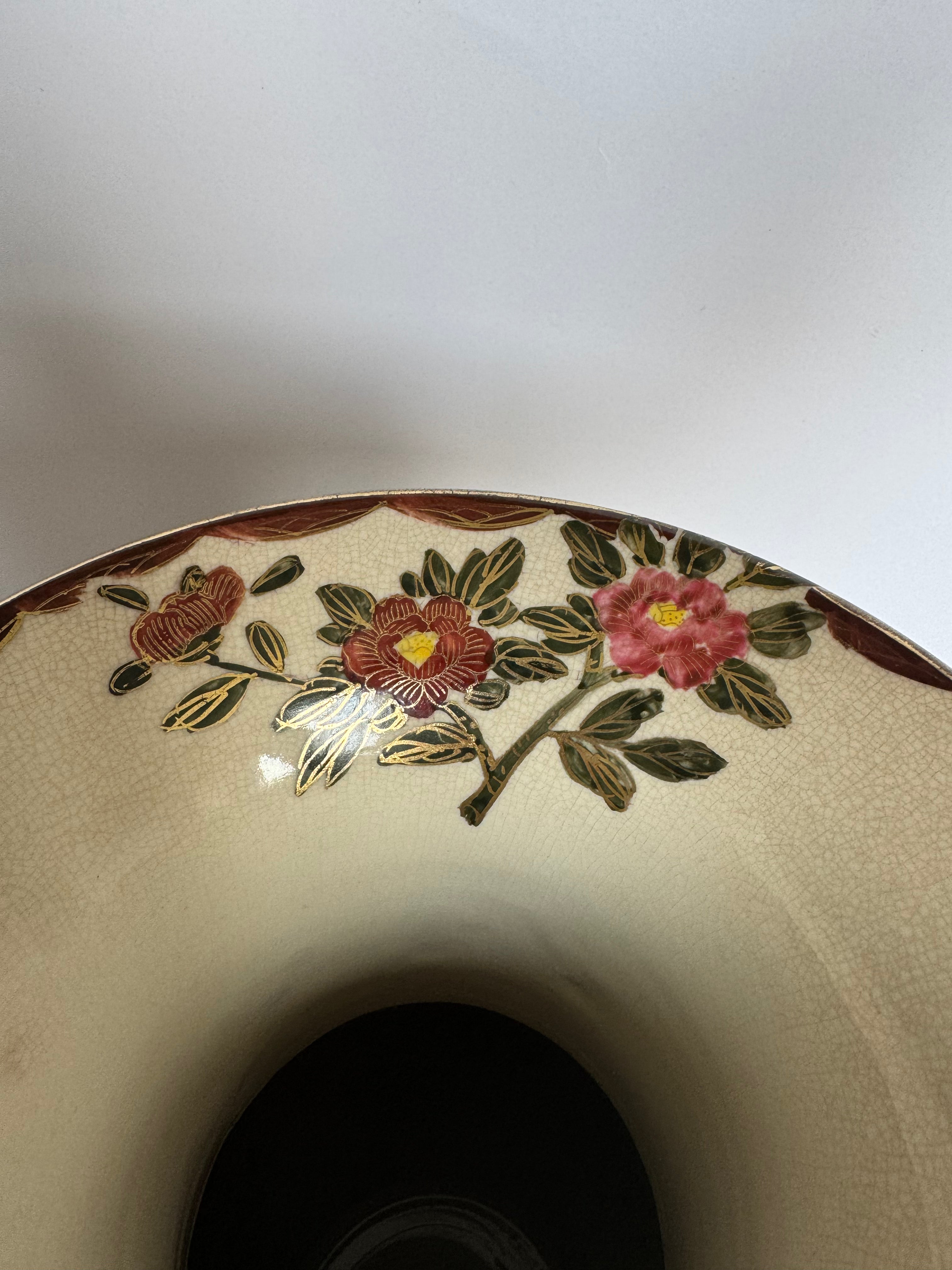 Large Antique Japanese Satsuma Vase – Daimyo Procession Scene – Meiji Period Hand Painted Gold Crackle