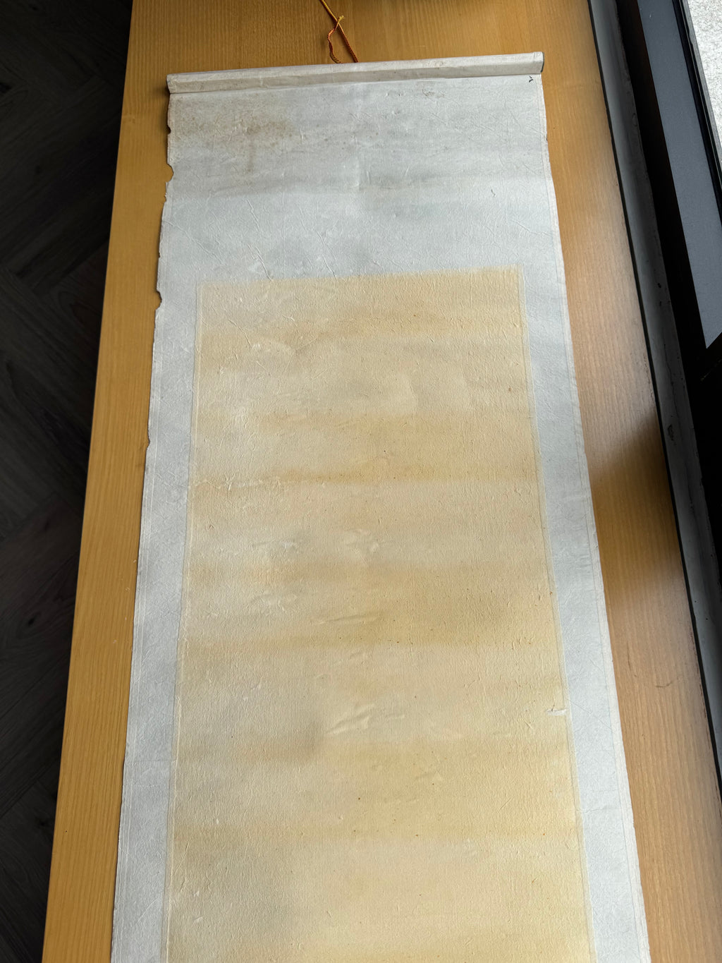 Vintage Japanese Hanging Scroll – Ink Bird on Bamboo Branch with Calligraphy