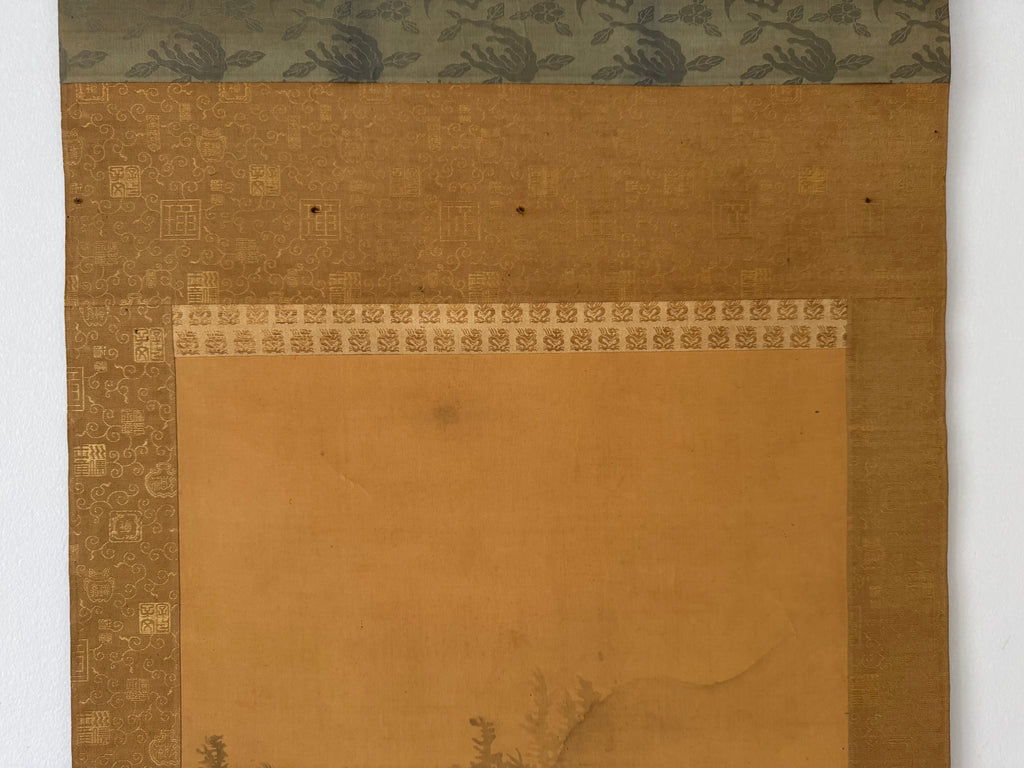 Antique Japanese Classical Landscape Hanging Scroll – Edo Meiji Kano Style Ink Painting Kakemono