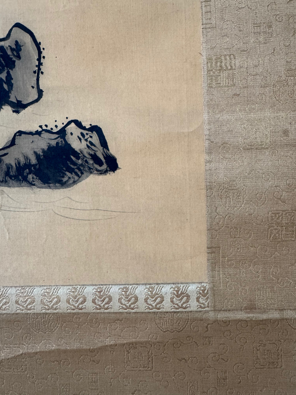 Antique Japanese Classical Landscape Hanging Scroll – Edo Meiji Kano Style Ink Painting Kakemono