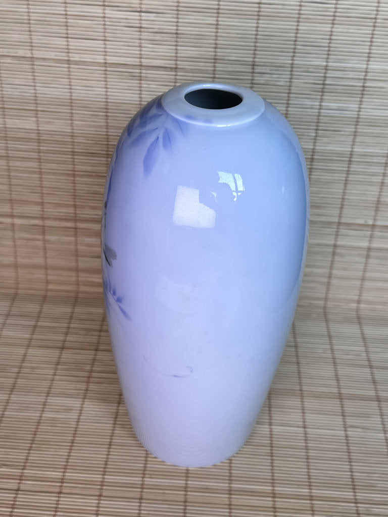 Vintage Japanese Porcelain Vase, Hand-Painted Wisteria and Songbird