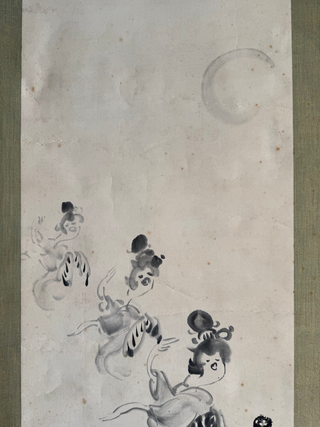 Japanese Folk Dance Hanging Scroll 1968 – “Nanten Odori” Showa Era Kakemono