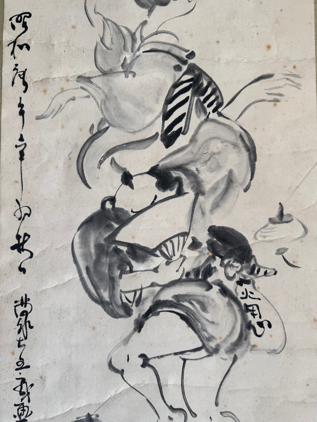 Japanese Folk Dance Hanging Scroll 1968 – “Nanten Odori” Showa Era Kakemono