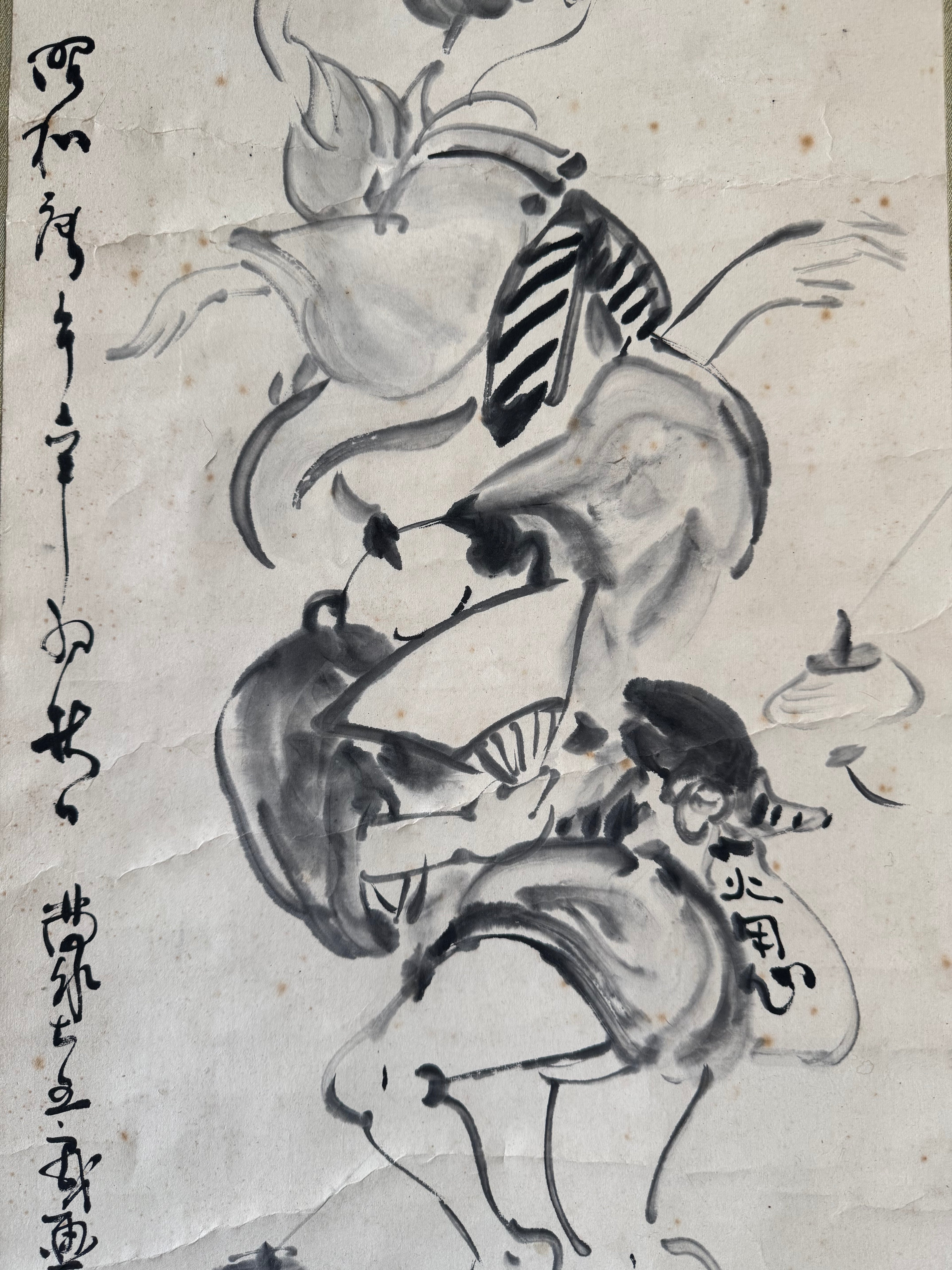 Japanese Folk Dance Hanging Scroll 1968 – “Nanten Odori” Showa Era Kakemono