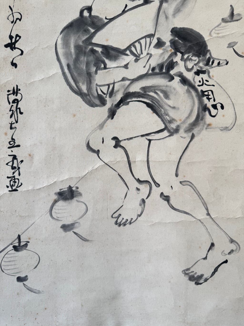 Japanese Folk Dance Hanging Scroll 1968 – “Nanten Odori” Showa Era Kakemono