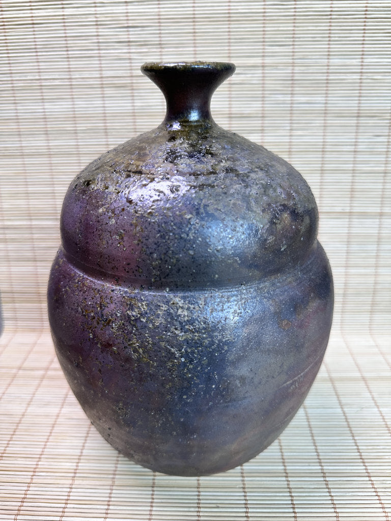 Vintage Bizen Ware Vase, Goma Ash Glaze and Tamadare Drip Effects