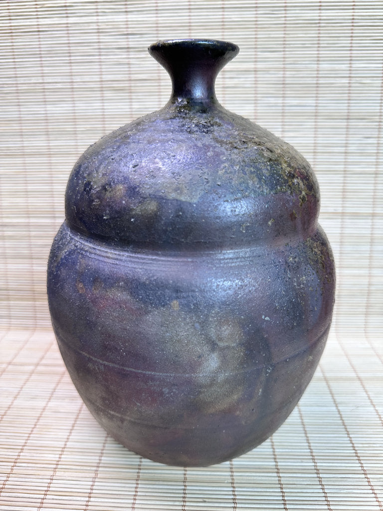 Vintage Bizen Ware Vase, Goma Ash Glaze and Tamadare Drip Effects