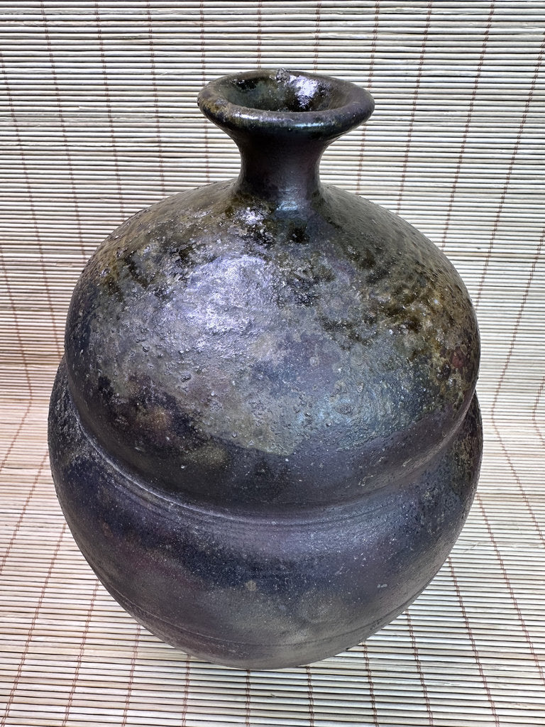 Vintage Bizen Ware Vase, Goma Ash Glaze and Tamadare Drip Effects