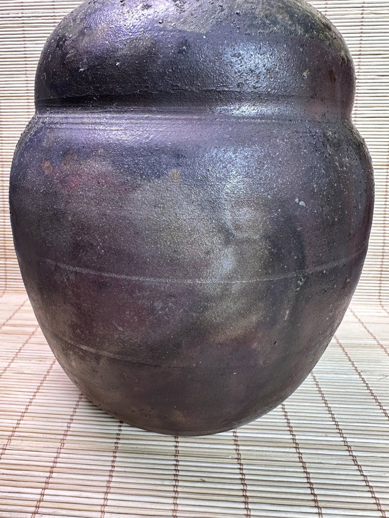 Vintage Bizen Ware Vase, Goma Ash Glaze and Tamadare Drip Effects
