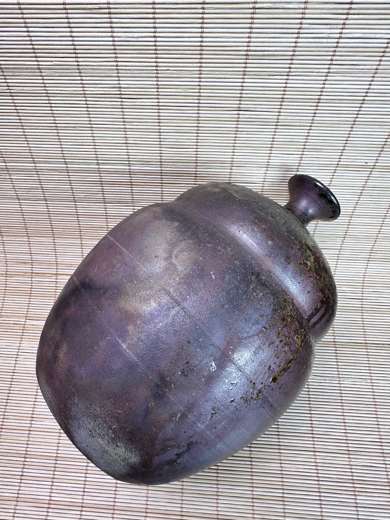 Vintage Bizen Ware Vase, Goma Ash Glaze and Tamadare Drip Effects