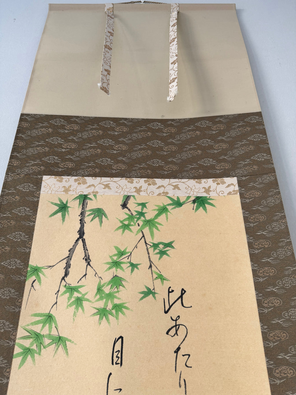 Japanese Kakemono Kingfisher & Bamboo Painting with Calligraphy – Original Hand-Painted Hanging Scroll, Showa Period Nihonga Style