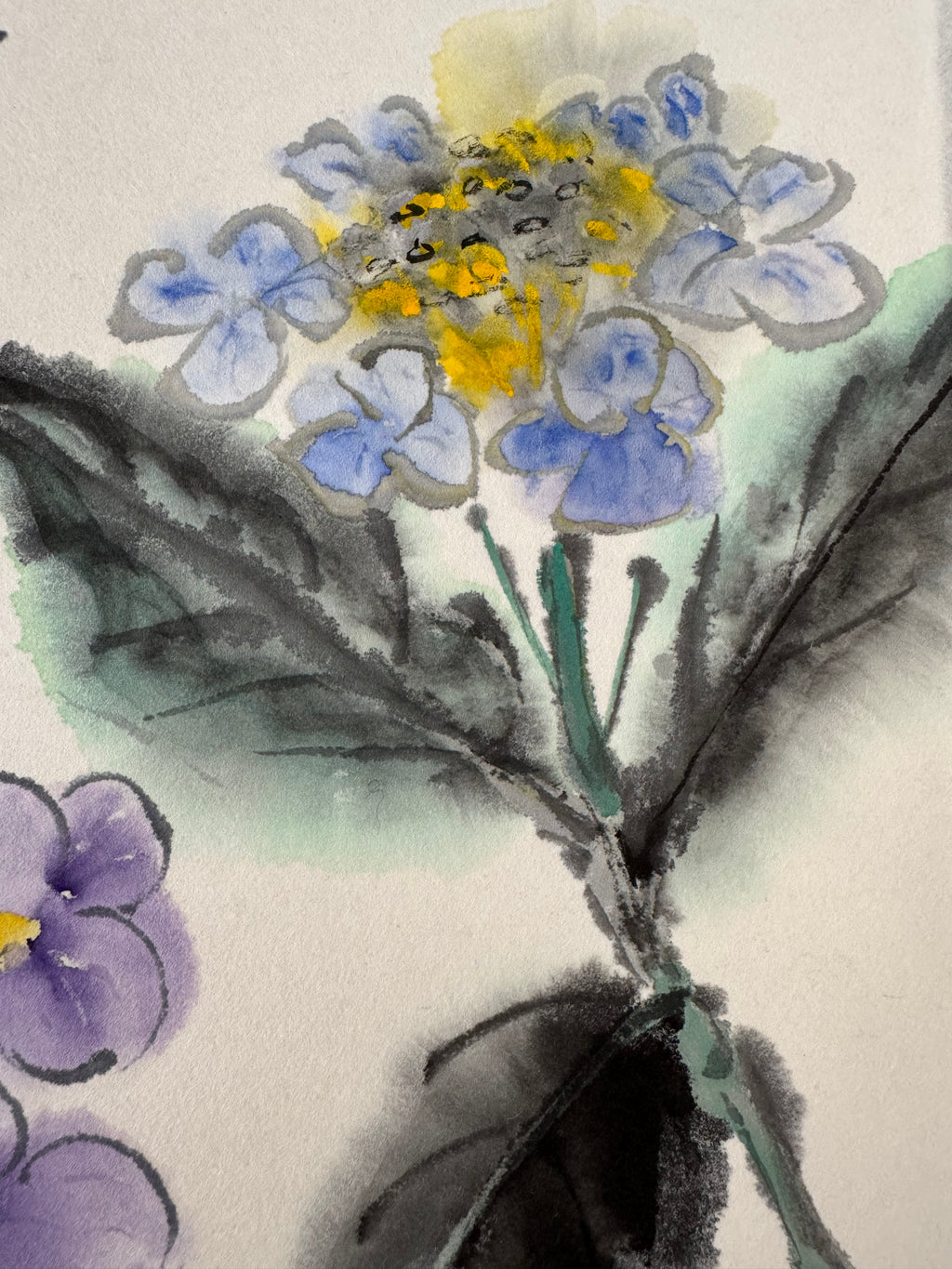 Japanese Kakemono Hydrangea Ajisai - Nihonga Floral Hanging Scroll, Early Summer Kacho-ga