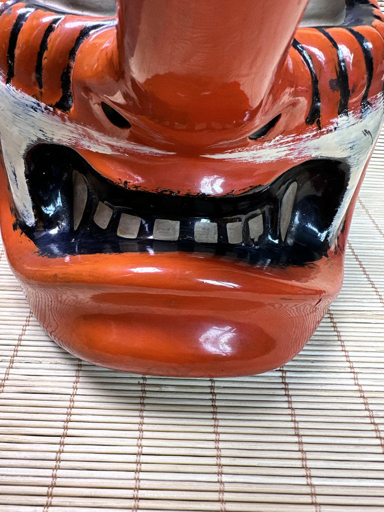 Vintage Japanese Tengu Mask, Long-Nose Wall Hanging Decor, Large Size