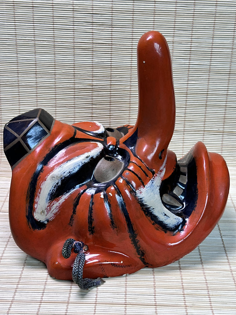 Vintage Japanese Tengu Mask, Long-Nose Wall Hanging Decor, Large Size