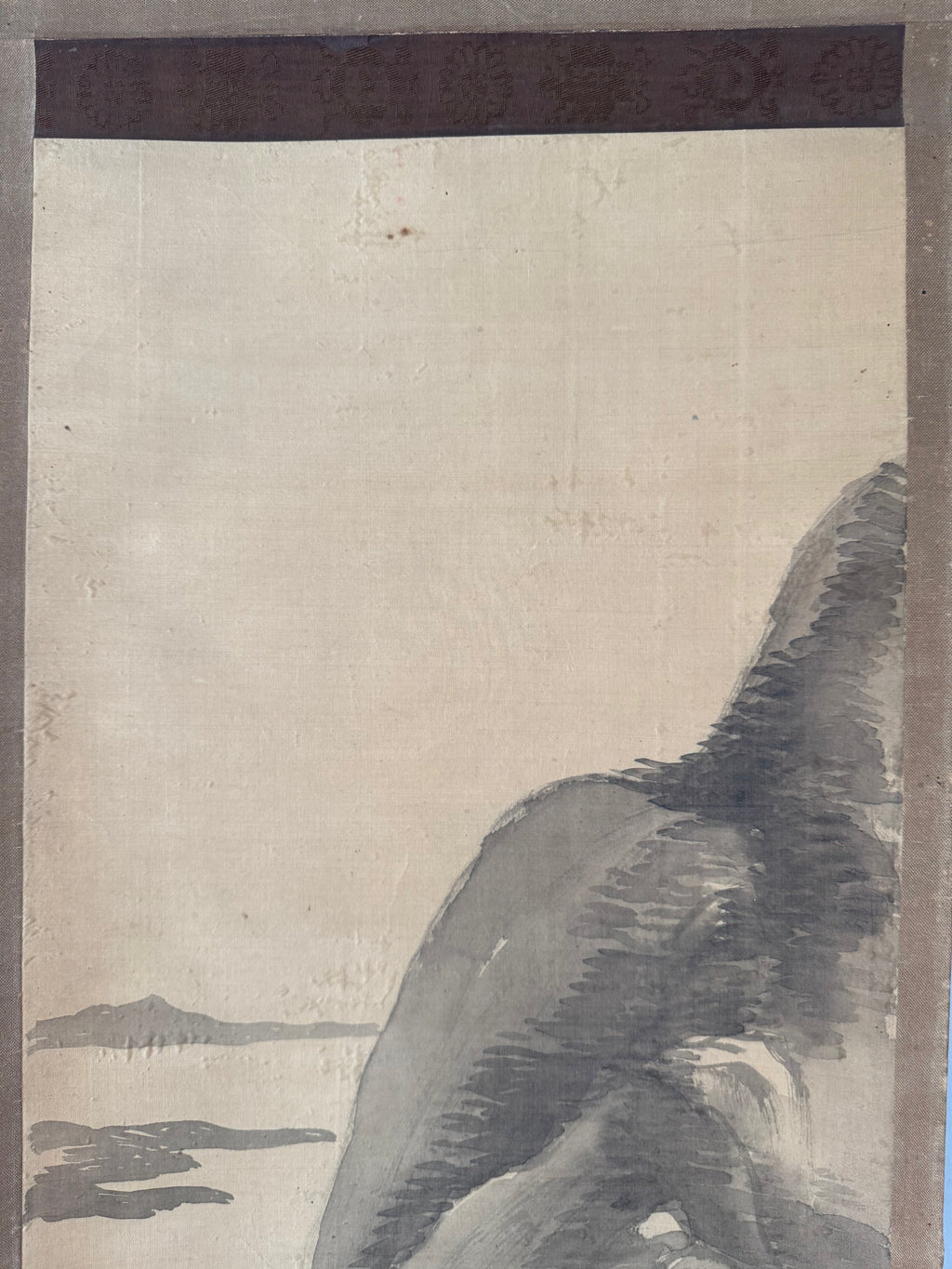 Vintage Japanese Sumi Landscape Kakemono - “Autumn Mountains, Distant Village” Hanging Scroll