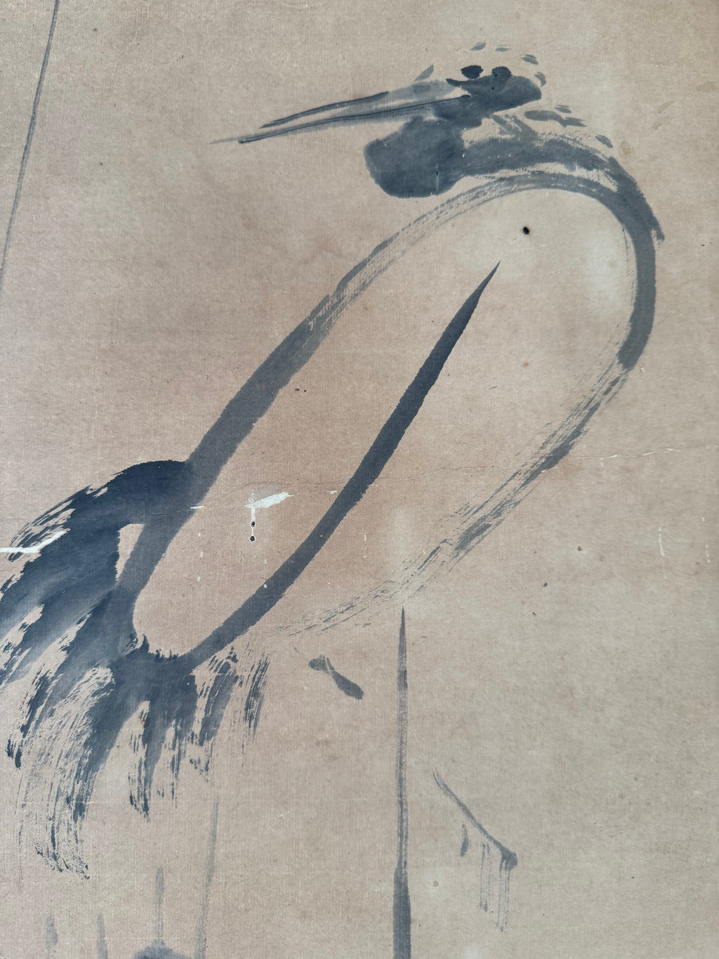 Vintage Japanese Kakemono Crane & Waka Calligraphy - Autumn Poetry Hanging Scroll