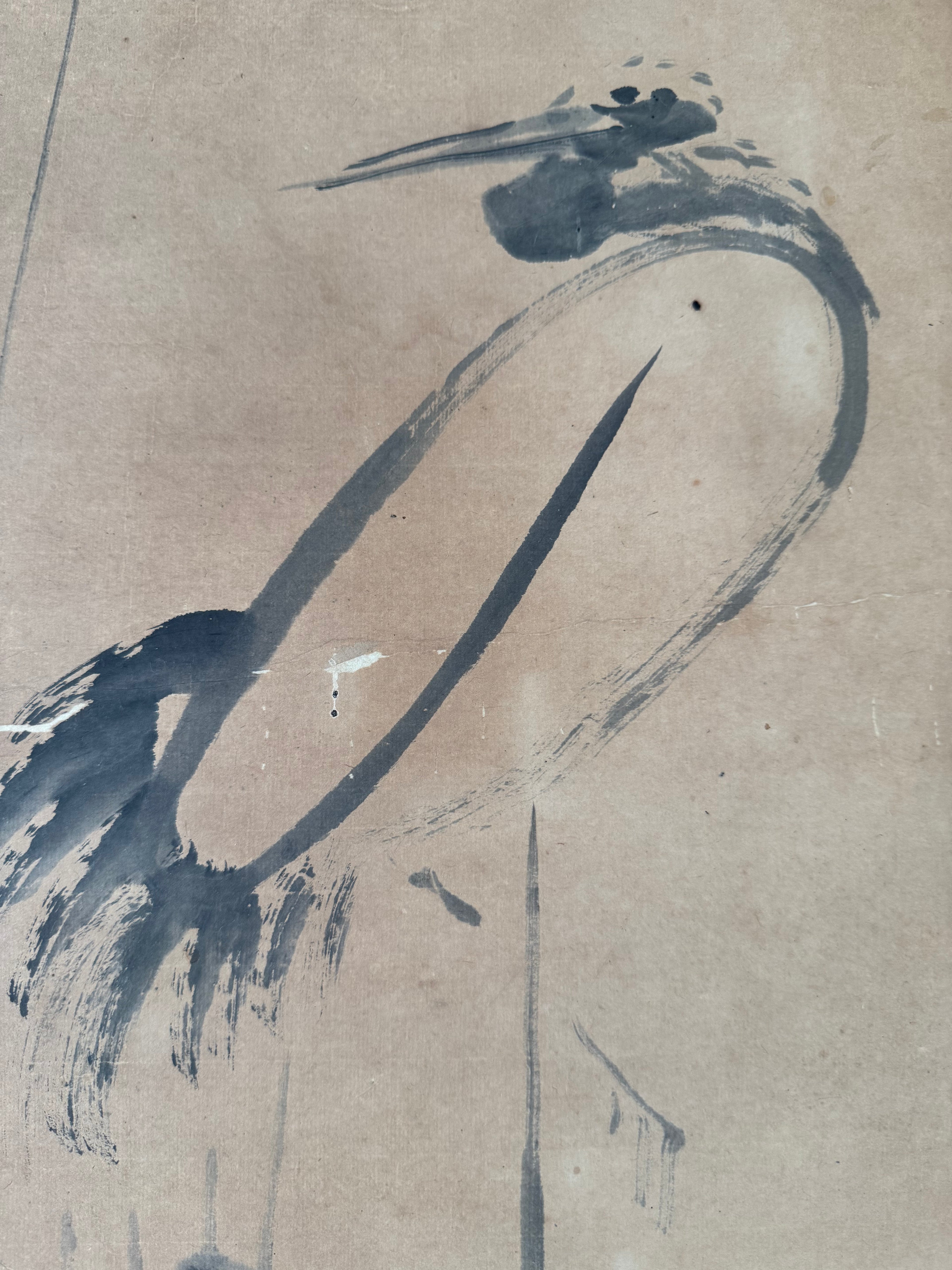 Vintage Japanese Kakemono Crane & Waka Calligraphy - Autumn Poetry Hanging Scroll